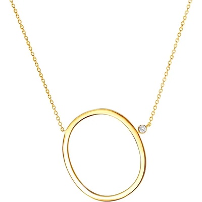 SAVICKI Колие с буква О: позлатено сребро. бял сапфир