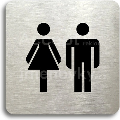 ACCEPT Piktogram WC ženy, muži - stříbrná tabulka - černý tisk bez rámečku