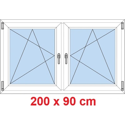 Soft Dvoukřídlé plastové okno 200x90 cm OS+OS se sloupkem Bílá