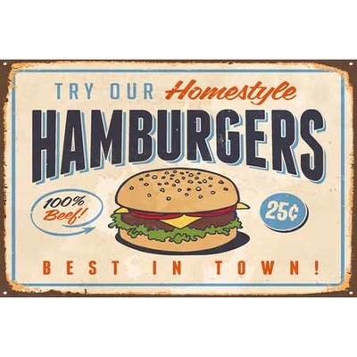 Ceduľa Hamburgers 40 x 30 cm