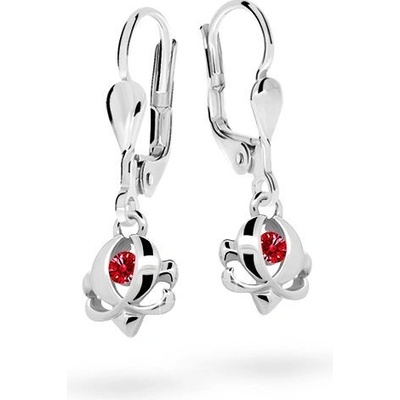 Danfil dětské náušnice C2218 z bílého zlata s kamínkem Ruby Dark zapínání klapka