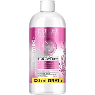 Eveline Cosmetics Face Med+ hyalurónová micelárna voda 3v1 (Alcohol Free) 400 ml