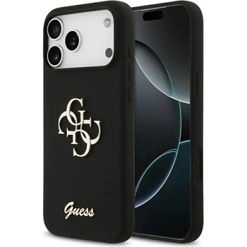 GUESS Силиконов калъф Guess Big 4G Script за iPhone 17 Pro Max - черен