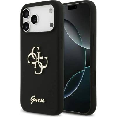 GUESS Силиконов калъф Guess Big 4G Script за iPhone 17 Pro Max - черен