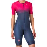Castelli Дамски скин за колоездене Castelli Women's Core Tri Suit S/S Cycling skinsuit - Belgian Blue / Bright Rose - размер XS (102-4513-0111)