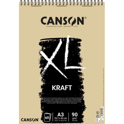 Canson XL Kraft kroužková vazba A3, 90 g, 60 listů