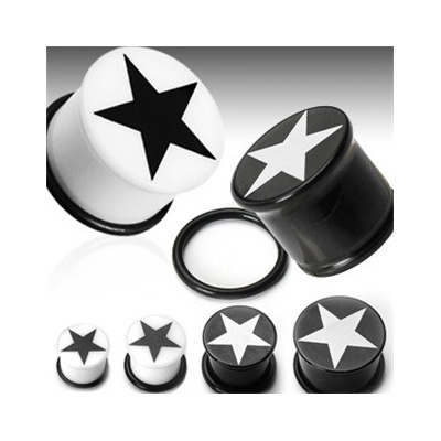 Šperky4U Plug bílá hvězda, průměr 14 mm PL01015-14K