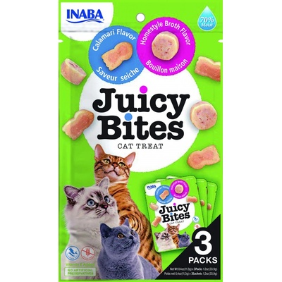 Inaba Juicy Bites Treat mäkké mačacie maškrty kalamáre a domáci vývar 3 x 11,3 g