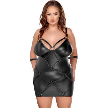 Cottelli Collection Bondage Matte Look Short Dress & Handcuffs 2718456 Black XXL