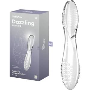  Стъклено дилдо с два различни края, 20см. - Dazzling Crystal 2 Clear (SATISFY559)