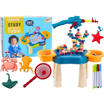 LEANToys Multifunkční stůl 4v1 se stavebnici