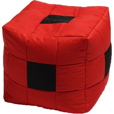 PUFRELAX Пуф, 130л. , Табуретка Куб XL - Black Spotted Cube, Перящ се калъф, Пълнеж от Полистиролни перли, за открито (PUF-G-CXL-TEX-BLSC)