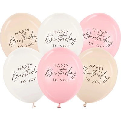 PartyDeco Balonky latex Happy Birthday růžový mix 30 cm