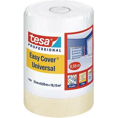 Fólia krycia tesa® Pro Easy Cover® Universal, 550 mm, L-33 m, maliarska, s lepiacou páskou, transparentná, zakrývacia na podlahu