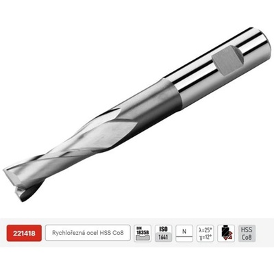 ZPS FN 221418.050 - Fréza na kov pr. 5 x 13/ 68 mm válcová čelní 2-břitá dlouhá, nesouměrná pro drážky per, HSS-Co8