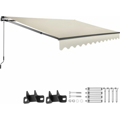 tectake 406131 výsuvná markýza ornella s držákem na zeď - 300 x 250 cm,béžová