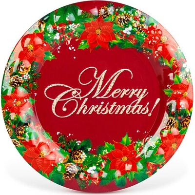 GLOBIZ Vánoční talíř plastový - Merry Christmas 37,5cm