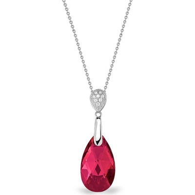 Spark Stříbrný se Swarovski elements červená kapka dainty drop N610616SC Scarlet