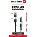 Swissten 74501101 Kevlar 4 in 1 3A, 1,5m, černý