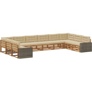 vidaXL Комплекти дивани 10 бр. Солидно акациево дърво (3383911)