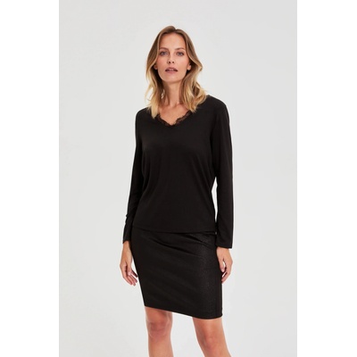 Moodo Суитшърт с дантелено деколте черен Moodo Moodo | Cheren | ЖЕНИ | XS