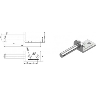 Úchyt pantu bočnice UZ-01B 12 mm, šrouby z boku SPP