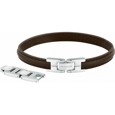 Trussardi Stylový tmavě hnědý kožený náramek T-Leather TJAXV21