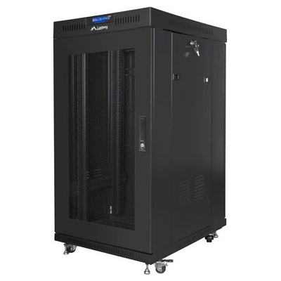 Lanberg rack cabinet 19" free-standing 22U/800x800 (flat pack) with glass door lcd black v2 (FF01-8822-23BL)