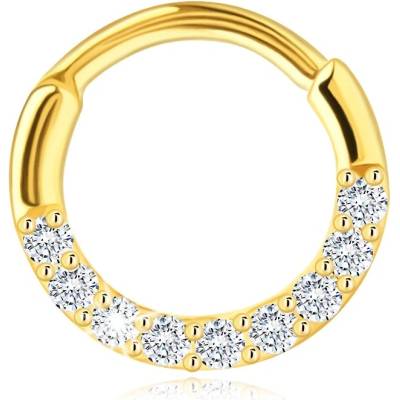 Šperky eshop kulatý piercing do nosu ve zlatě řada čirých zirkonů knoflíkové zapínání S3GG250.29