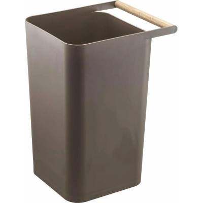 Yamazaki Odpadkový kôš s madlom Como 3135, plast / drevo, 9,5 l, hnedý