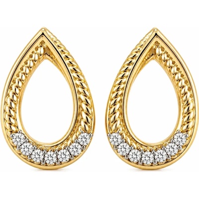 Šperky Eshop - Briliantové náušnice 14K z kombinovaného zlata ve tvaru kapky S6BT600.34