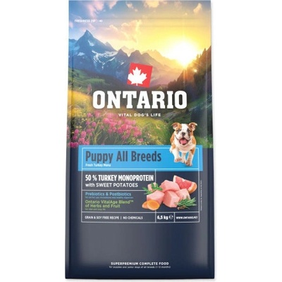 Ontario Puppy & Junior All B Monop. Turkey&Sweet Potato 6,5 kg