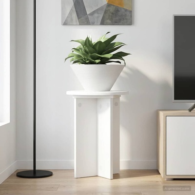 vidaXL Стойка за растения 2 бр. Бяло Ø29, 5 x 40 см Инженерна дървесина (899735)