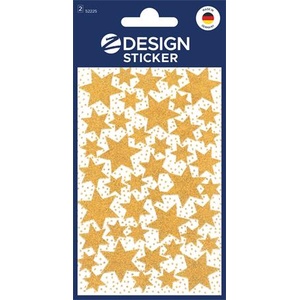 Avery zweckform Стикер, 2 листа, 76x120 mm, AVERY ZWECKFORM, "Z-Design No. 52225", златни звезди (52225)