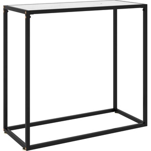 vidaXL Конзолна маса, бяла, 80x35x75 cм, закалено стъкло (322809)