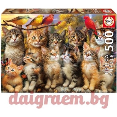 Educa Пъзел educa 20241 - 500 части - Котета и птички (edu20241)