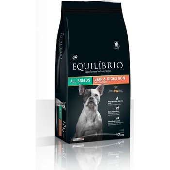 Equilibrio Adult Dog Skin and Digestion With Salmon All Breeds - Пълноценна храна за израснали кучета със сьомга, за сияйна кожа и добро храносмилане 12 кг, Франция