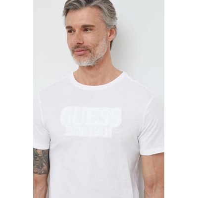 Guess Памучна тениска Guess в бяло с апликация (M3GI56.K9RM3)