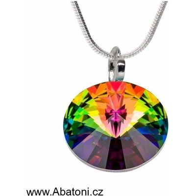 Swarovski Elements Stříbrný náhrdelník zelený kulatý 54001.5 Vitrail Medium