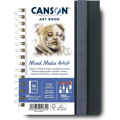 Canson Mixed Media Artist Book v krúžkovej väzbe A5 14,8 x 21 300g 28 listov