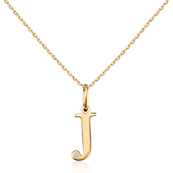 SAVICKI Колие с буквата J Savicki: злато, диамант