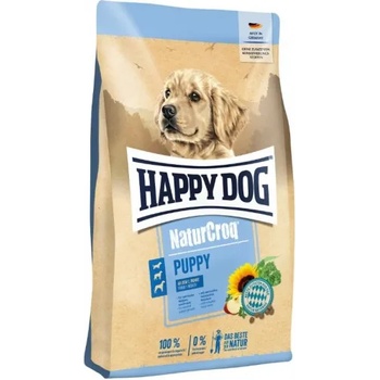 Happy Dog Natur Croq Puppy - храна за подрастващи кученца от всички породи, с пиле, царевично брашно и моркови, 1 кг, Германия - 60516