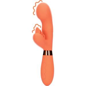 Loveline Силиконов Rabbit вибратор с оребрен стимулатор на клитор - Glazed Carrots