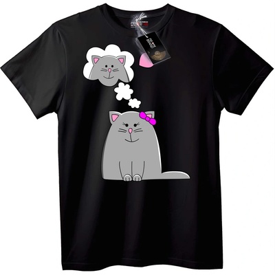 NOONEBRAND Тениска Сладка Котка с Мечта - S, Black