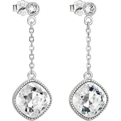 Pavona Stříbrné náušnice visací s krystaly Swarovski bílý kosočtverec 31271.1