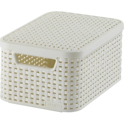 CURVER úložný box RATTAN S, 29,1 x 19,8 x 14,2 cm, biely, 03617-885