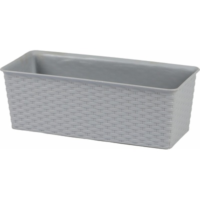 DOCHTMANN Kvetináč rattan obdĺžnik 30 x 13,5 x 10,5 cm, sivý