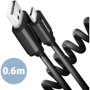 USB kabely Axagon BUCM-AM10TB twister USB-C USB-A, 0,6m, černý