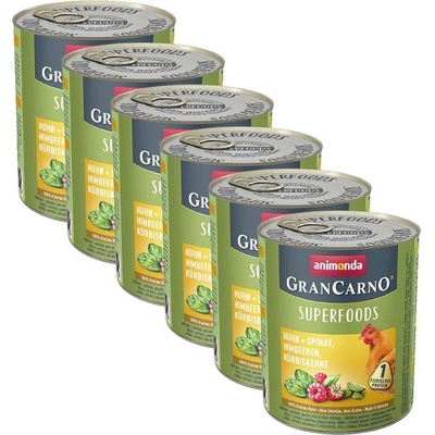 Animonda GranCarno Superfoods kura a špenát a maliny 6 x 800 g