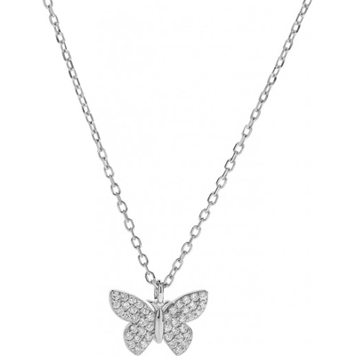 Again Jewelry Strieborný náhrdelník s motýlikom AJNA0005